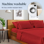 LuxClub 6 PC King Size Sheet Set Bamboo Sheets Deep Pockets 18" Eco Friendly Wrinkle Free Cooling Sheets Machine Washable Hotel Bedding Silky Soft - Red King