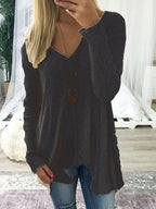 Women's Long Sleeved Solid Color Top