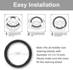 Elantrip 14 1/2"-15" Steering Wheel Cover, Universal, Black 3D Honeycomb Comfortable Grip