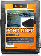 MAPORCH Upgraded 16.5 x 26.5FT Reinforced Polyethylene Fish Pond Liner with 24 Mils Thickness, Black Pond Skins Liner for Fish Koi Pond, Garden Pool and Irrigation Pond