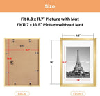 upsimples A3 Picture Frame Set of 5, Display Pictures 8.3x11.7 with Mat or 11.7x16.5 Without Mat, Wall Gallery Poster Frames, Gold