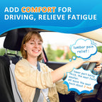 Lumbar Support Pillow for Car-Memory Foam Car Back Support for Driving Fatigue/Back Pain Relief - Dual Straps Better Fix The Back Support for Car -Gray