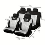 Car Seat Cover Full Set, Red Universal Butterfly Pattern Embroidery Auto Seat Cover Set