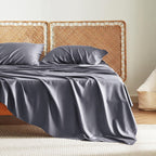 Bedsure Queen Sheets, Rayon Derived from Bamboo, Queen Cooling Sheet Set, Deep Pocket Up to 16", Breathable &amp; Soft Bed Sheets, Hotel Luxury Silky Bedding Sheets &amp; Pillowcases, Dark Grey