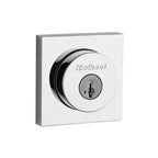 Square Contemporary Polished Chrome Single Cylinder Deadbolt Featuring SmartKey Security
