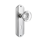 Deco Plate with Keyhole 2-3/8 in. Backset Bright Chrome Privacy Bed/Bath Clear Crystal Glass Door Knob