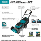 Makita XML08PT1 18V X2 (36V) LXT Lithium‑Ion Brushless Cordless 21" Self Propelled Lawn Mower Kit with 4 Batteries (5.0Ah)