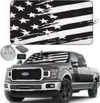 Autoamerics 1-Piece Windshield Sun Shade B&amp;W Art American Flag USA  - Foldable Car Front Window Sunshade for Most Sedans SUV Truck - Blocks Max UV Rays and Keeps Your Vehicle Cool - X-Large