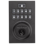 SmartCode 913 Contemporary Matte Black Single Cylinder Electronic Deadbolt Featuring SmartKey Security