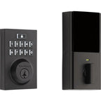 SmartCode 913 Contemporary Matte Black Single Cylinder Electronic Deadbolt Featuring SmartKey Security