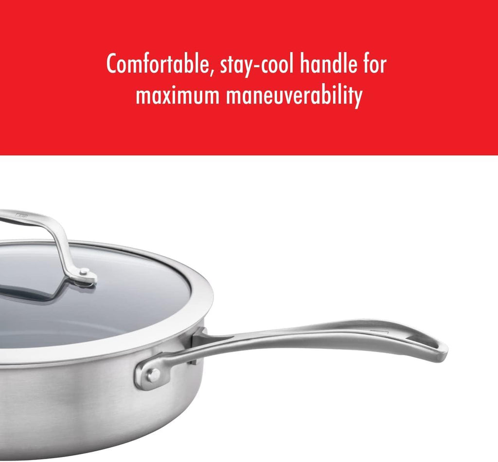 ZWILLING Spirit Ceramic Nonstick Saute Pan, 3-qt, 2-inch, Stainless Steel