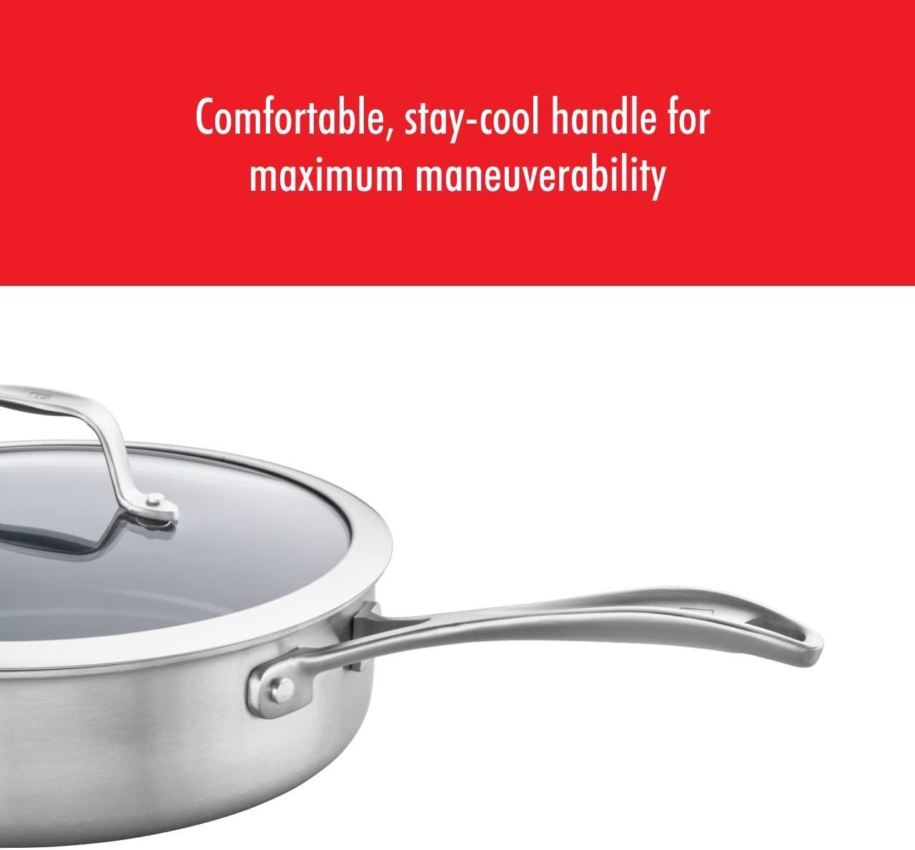ZWILLING Spirit Ceramic Nonstick Saute Pan, 3-qt, 2-inch, Stainless Steel