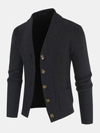 mens plain butt front thick double pockets cotton raglan sleeve sweater coat
