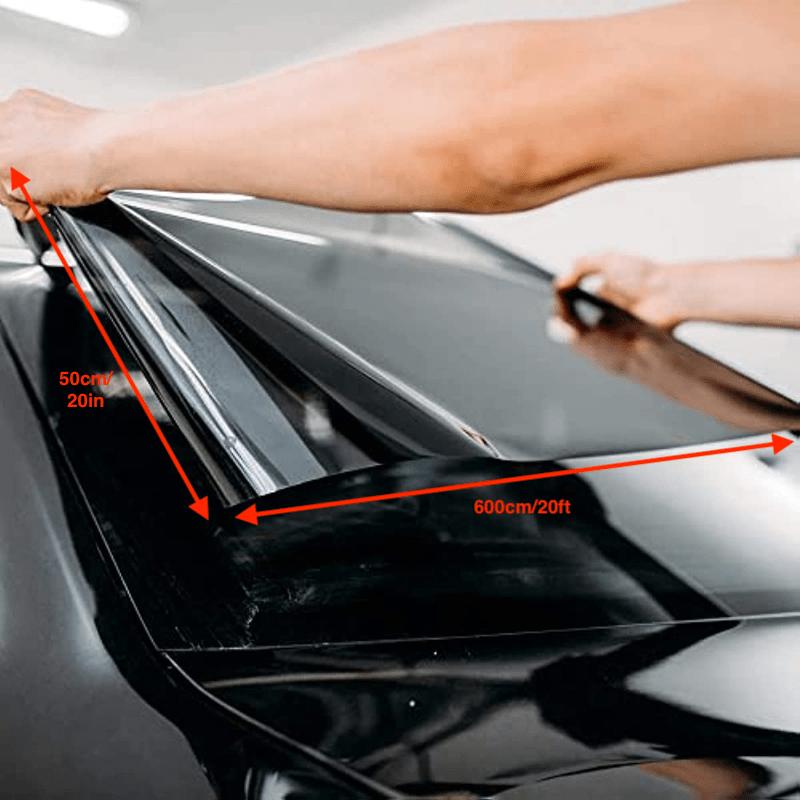 Car Window Tint Film For Car, Sun Shade Roll 15% VLT Black Universal Fit 20''x20Ft Roll Sunlight Heat UV Block And Scratch Resistant Car Accessories