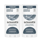 Schmidt's Aluminum Free Natural Deodorant for Women and Men, Charcoal &amp; Magnesium with 24 Hour Odor Protection, Certified Natural, Vegan, Fresh, 2.65 Oz, Pack of 2