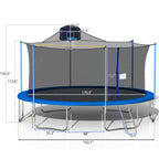 16FT Trampoline, 2021 Upgraded Outdoor Round Trampoline with Safety Enclosure, Basketball Hoop and Ladder, Outdoor Trampoline for Family School Entertainment, Heavy Duty Frame and Coiled Spring, B235