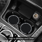 2PCS Bling Car Cup Coaster, 2.75 Inch Auto Car Cup Holder Insert Coasters Silicone Anti-Slip Crystal Rhinestone Drink Car Cup Mat, Universal Vehicle Interior Accessories for Women Girls (Black)