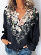 Floral Print Loose Casual Long-sleeved Blouse