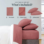 LuxClub Twin XL Sheet Set - Soft Kids Twin Bed Sheets for Boys and Girls, 4 PC Deep Pockets 18" Eco Friendly Wrinkle Free Cooling Sheets Machine Washable Hotel Bedding Silky Soft, Salmon Pink Twin XL