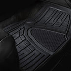 FH Group Automotive Floor Mats - Heavy-Duty Rubber Floor Mats for Cars, Universal Fit Full Set, Climaproof &amp; Trimmable Floor Mats for Most Sedan, SUV, Truck, Black
