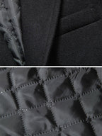 mens pure color lapel single breasted warm casual long woolen overcoats