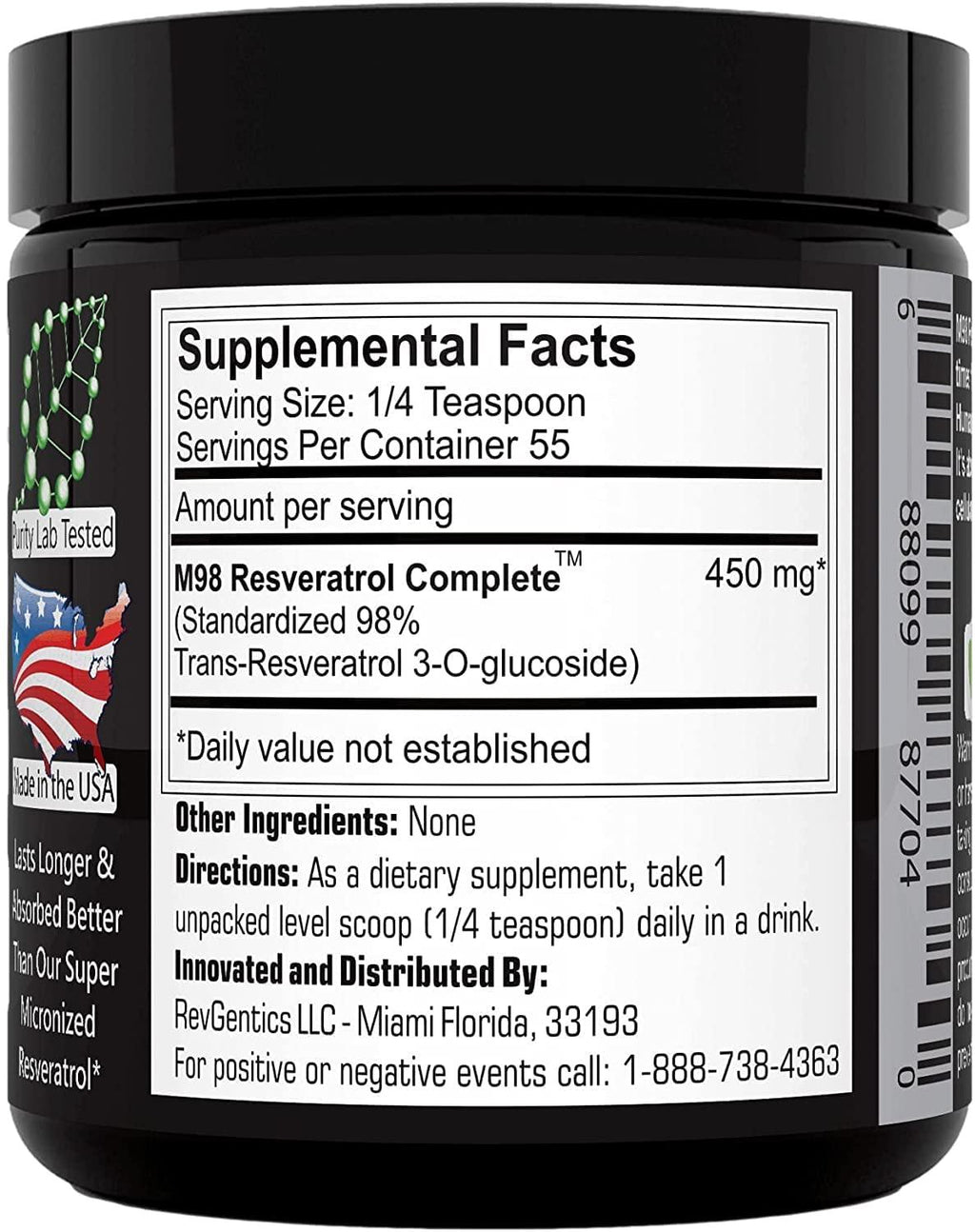 RevGenetics-M98 Complete Resveratrol 2 Bottles + NMN, Nicotinamide Mononucleotide 60 caps 1 Bottle