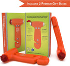 Swiss Safe 5-in-1 Car Safety Hammer, Emergency Escape Tool with Car Window Breaker and Seatbelt Cutter, Orange, 2 Pack