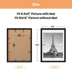 upsimples 10x14 Picture Frame Set of 5, Display Pictures 8.5x11 with Mat or 10x14 Without Mat, Wall Gallery Poster Frames, Black