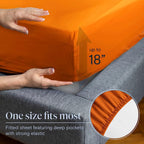 LuxClub Twin XL Sheets Set - Soft Kids Twin Bed Sheets for Boys and Girls, 4 PC Deep Pockets 18" Eco Friendly Wrinkle Free Fitted Sheets Machine Washable Hotel Bedding Silky Soft- Autumn Orange