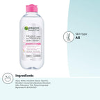 Garnier SkinActive Micellar Water for All Skin Types, Facial Cleanser &amp; Makeup Remover, 13.5 Fl Oz (400mL), 1 Count (Packaging May Vary)