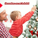 Costway 7.5FT Snow Flocked Artificial Christmas Tree Hinged w/1346 Tip and Foldable Base
