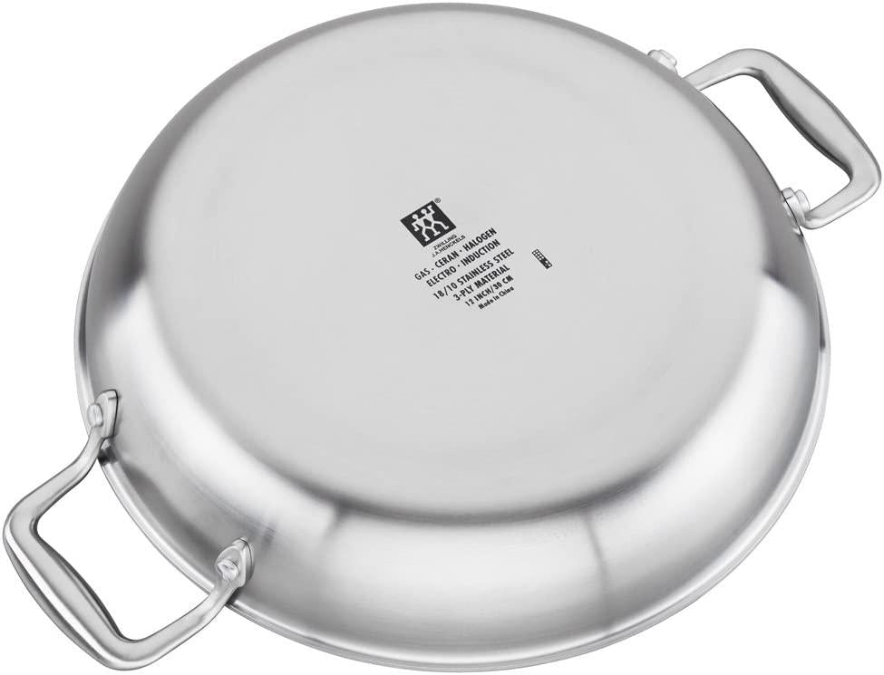 ZWILLING Spirit Ceramic Nonstick Braiser, 4-qt, Stainless Steel/Grey