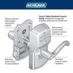 Plymouth Bright Brass Electronic Door Lock with Flair Door Lever Featuring Flex Lock