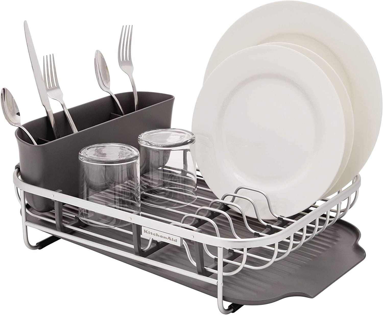 KitchenAid Aluminum Space Saving Dishrack, 17-Inch, Charcoal