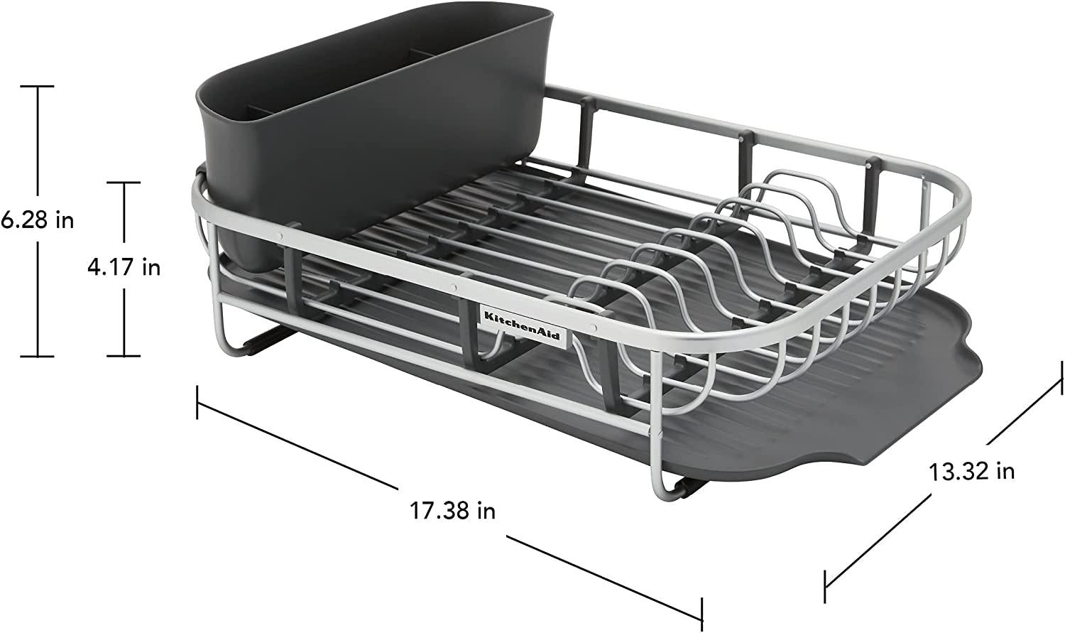 KitchenAid Aluminum Space Saving Dishrack, 17-Inch, Charcoal