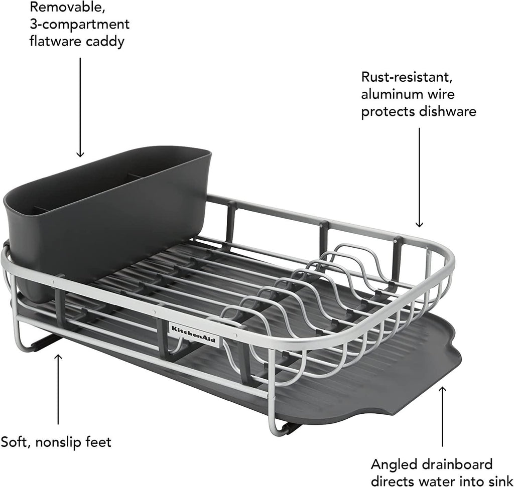 KitchenAid Aluminum Space Saving Dishrack, 17-Inch, Charcoal