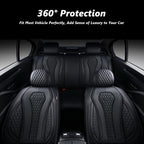 Coverado Leather Seat Covers Full Set, 5 Seats Universal for Cars, Waterproof Luxury Leatherette Cushions, Front and Rear Protectors, Auto Fit Most Vehicles Black