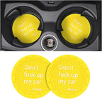 2 Pack Car Cup Holder Coasters, 2.75 Inch Non-Slip PVC Insert Cup Coaster, Anti-Scratch Auto Cup Mats for Women Men, Vehicle Interior Accessories Universal for Car, SUV, Truck (D Yellow/2PCS)