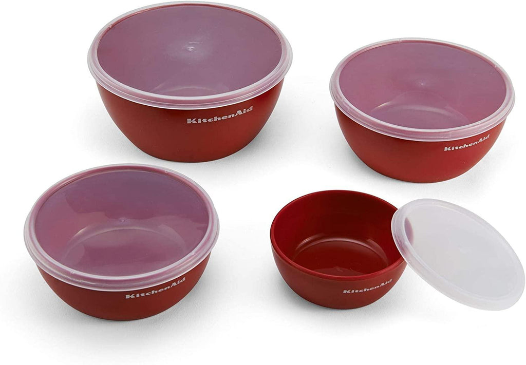 KitchenAid Classic Prep Bowls with Lids, Set of 4, Empire Red
