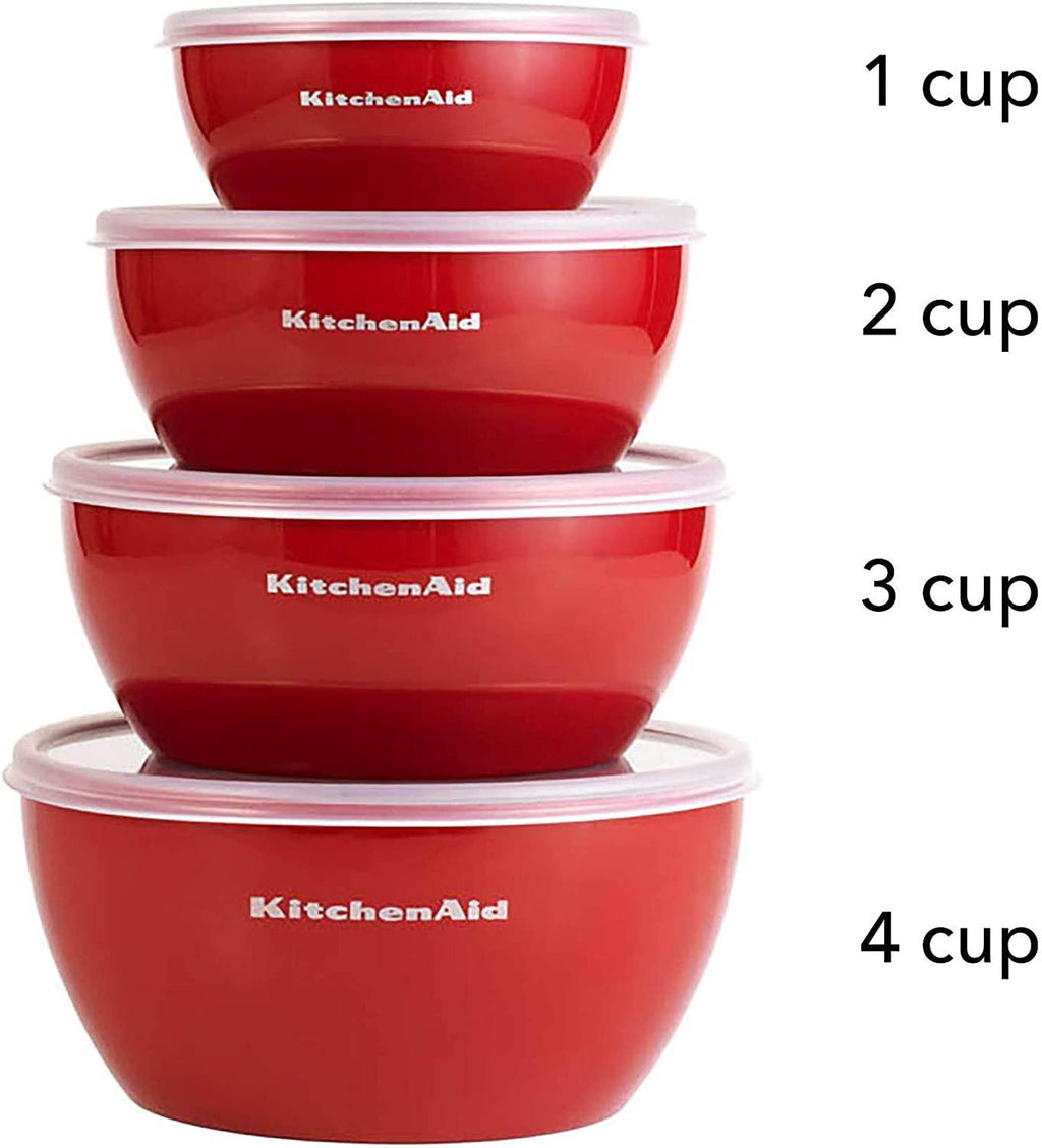 KitchenAid Classic Prep Bowls with Lids, Set of 4, Empire Red