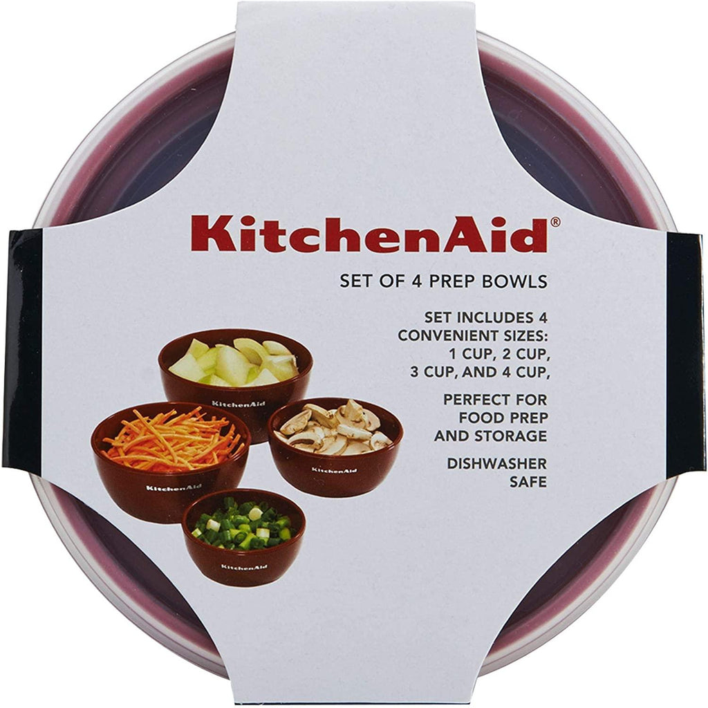 KitchenAid Classic Prep Bowls with Lids, Set of 4, Empire Red