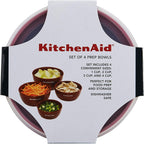 KitchenAid Classic Prep Bowls with Lids, Set of 4, Empire Red