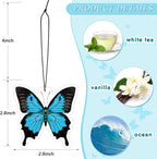 12 Pack Summer Flower Hanging Car Air Fresheners for Girls Women Cute Car Mirror Freshener (Butterfly)
