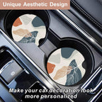 Oppsviust Car Cup Holder Coaster, Car Coasters for Cup Holders, 2PCS Universal Anti Slip Car Assecories, 2.75in Cute Car Coaster with A Finger Notch, Rubber Car Cup Mat for Women Wen(Abstract Leaf 01)