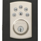 Powerbolt2 Satin Nickel Single Cylinder Electronic Deadbolt Featuring SmartKey Security and Cove PassaKnob