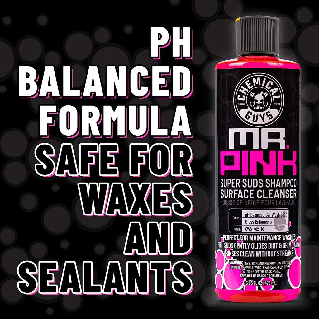 Chemical Guys CWS_402_64QDSW Car Wash &amp; Quick Detailer Bundle - Mr. Pink Foaming Car Wash Soap, 64 fl oz (Half Gallon) + Speed Wipe Sprayable Gloss &amp; Quick Detailer, 16 fl oz (2 Items)