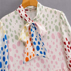 vintage bow tied collar maxi dress