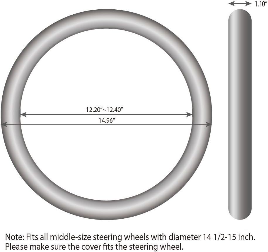 Elantrip Sport Leather Steering Wheel Cover 14 1/2 inch to 15 inch Universal, Padded Soft Grip Breathable for Car Truck SUV Jeep, Anti Slip Odorless Black and Gray