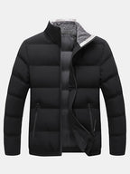 mens windproof warm stand collar thicken solid overcoats with pocket