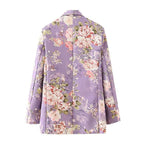 double breasted floral print coat